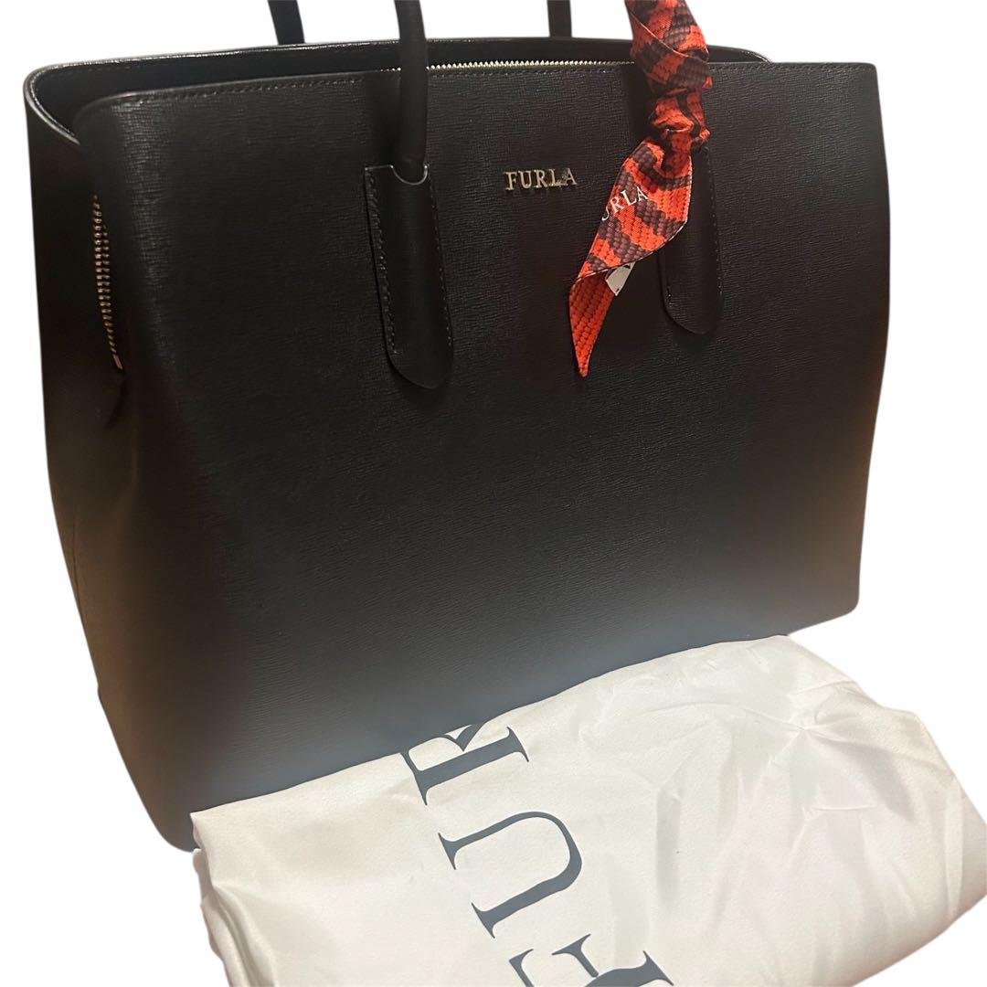 【美品】FURLA テッサ トートバッグ A4 ビジネス スカーフ付き