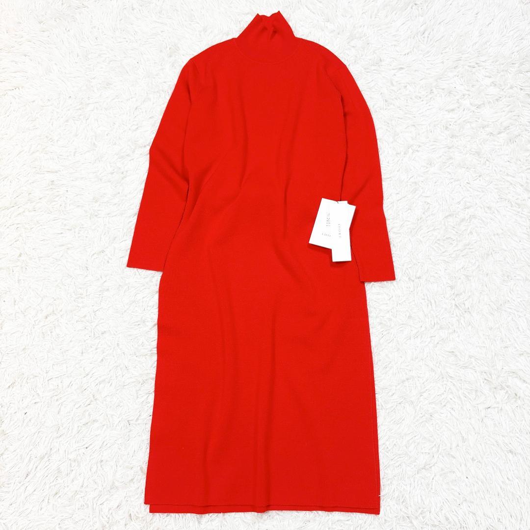 レア【未使用】アドーア クリアウールニットワンピース ハイネック サイドスリット