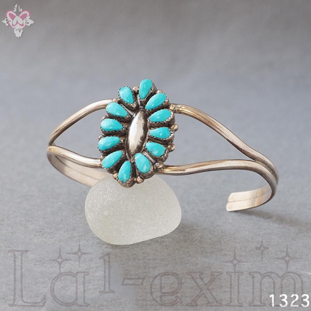 ターコイズ シルバー 刻印 ズニ インディアンジュエリー ブレスレット バングル