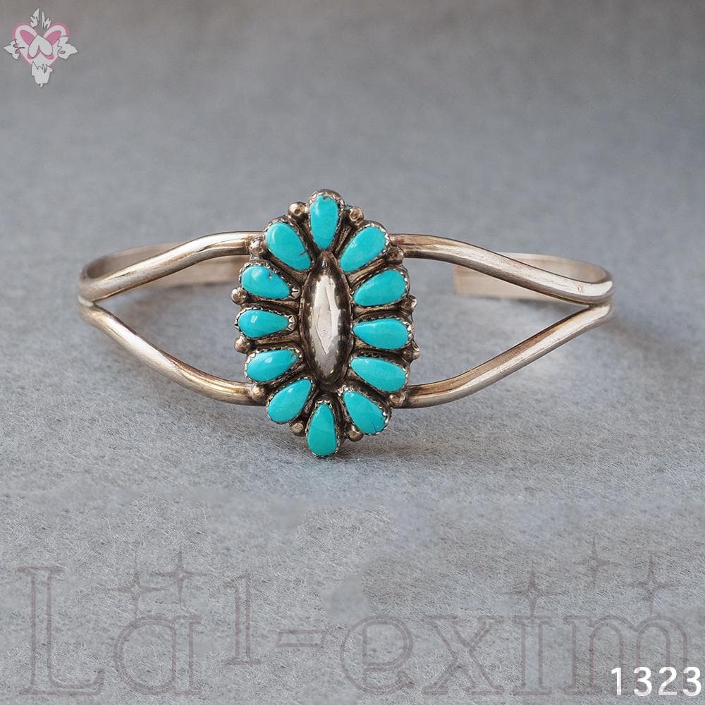 ターコイズ シルバー 刻印 ズニ インディアンジュエリー ブレスレット バングル