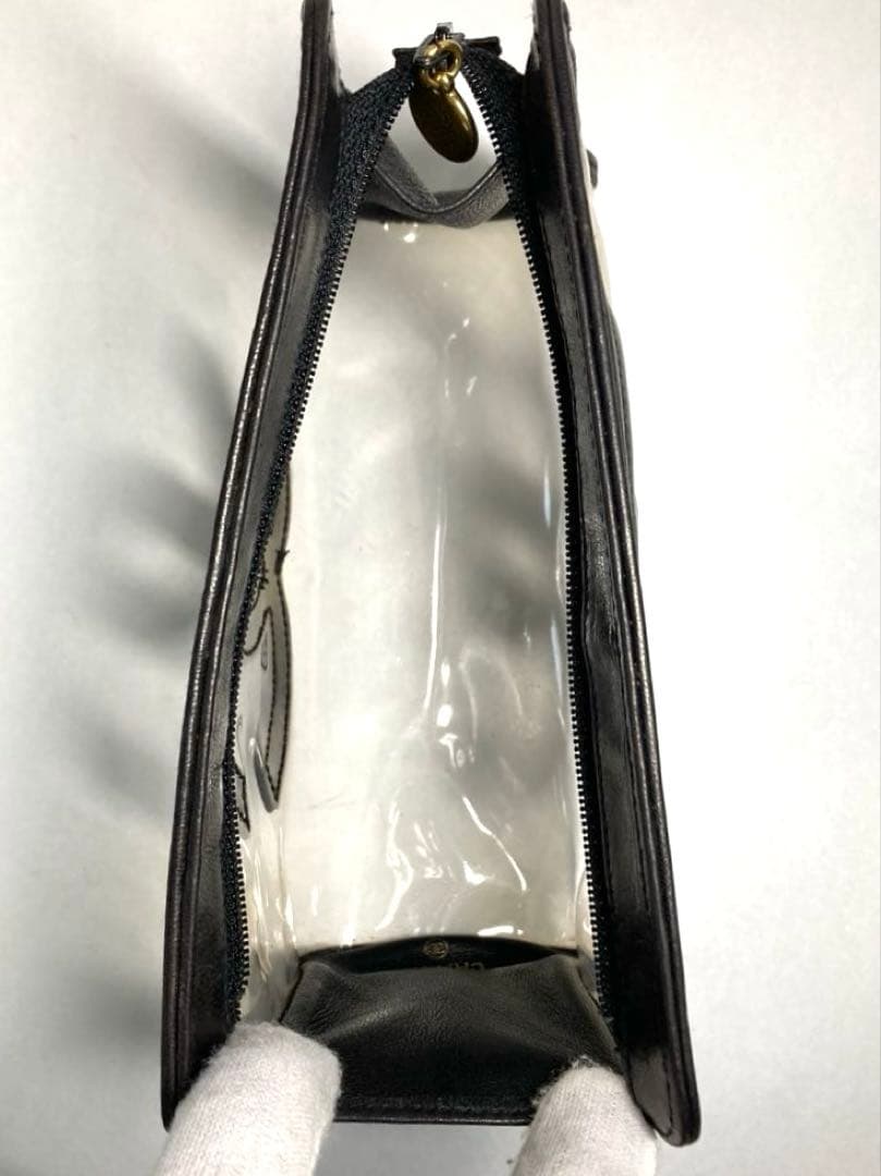 良品　シャネル　ココマーク　クリア　ビニール　クラッチバッグ　ポーチ　ブラック