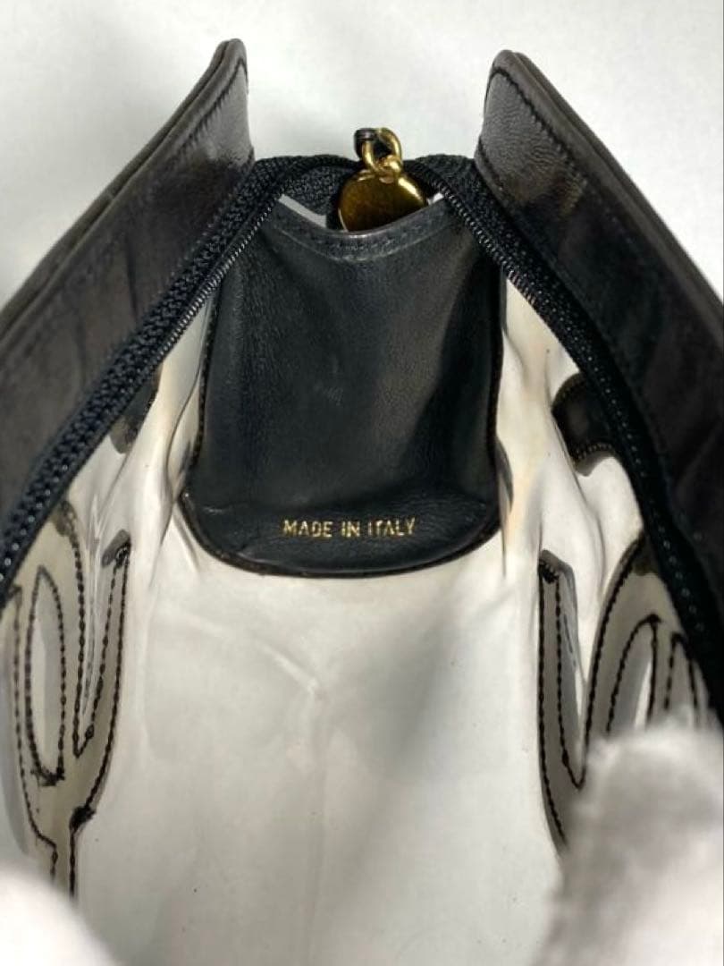 良品　シャネル　ココマーク　クリア　ビニール　クラッチバッグ　ポーチ　ブラック