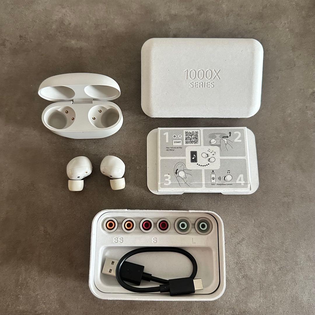 【美品】SONY ワイヤレスイヤホン プラチナシルバー 充電ケース付き