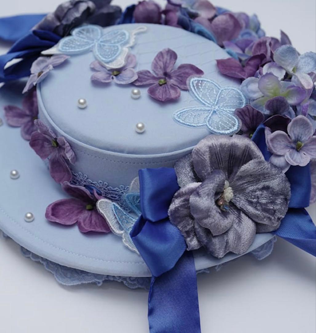K*1様 星箱works カクテルハット　キャノティエ　花と蝶の刺繍付き帽子