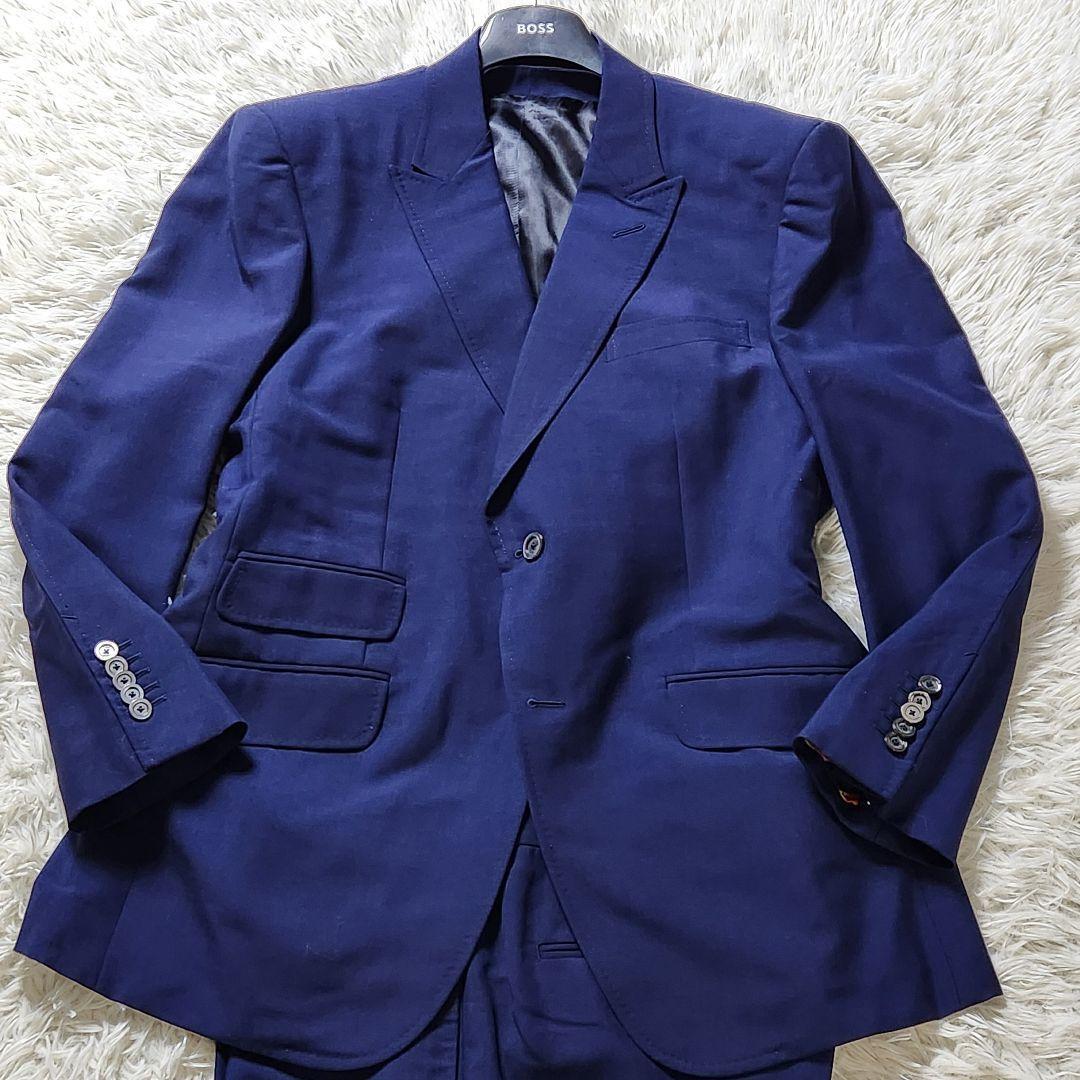 極美品✨XXXL相当 グッチ スーツ 3ピース 現行タグ 裏地総柄 ネイビー