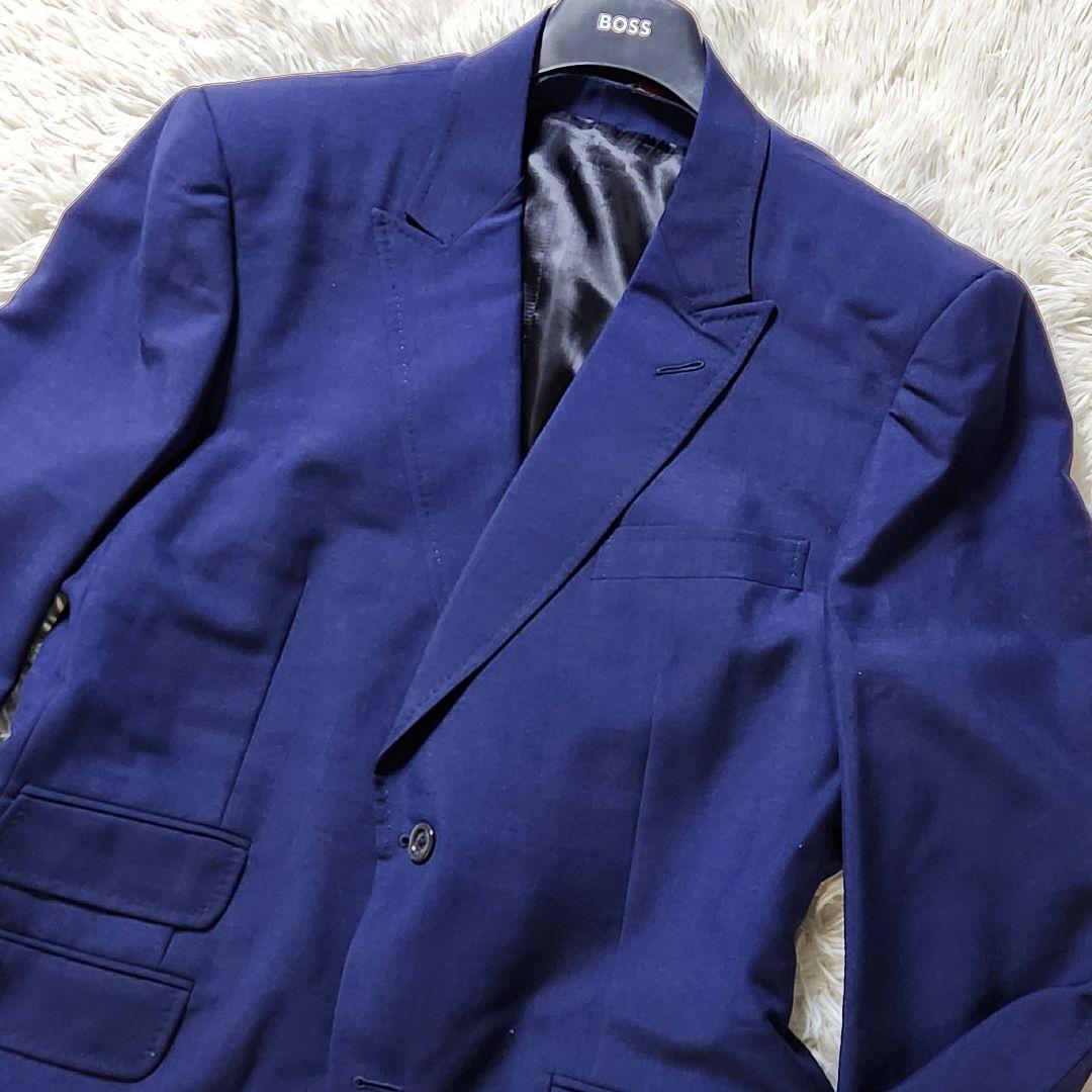 極美品✨XXXL相当 グッチ スーツ 3ピース 現行タグ 裏地総柄 ネイビー