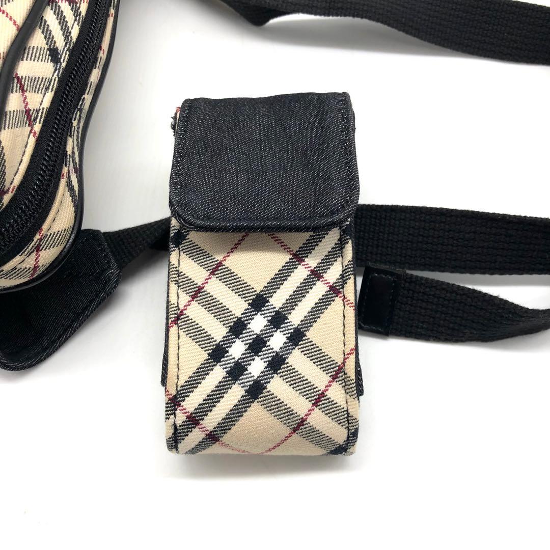 【希少】BURBERRY ボディバッグ ウエストポーチ デニム調 ノバチェック