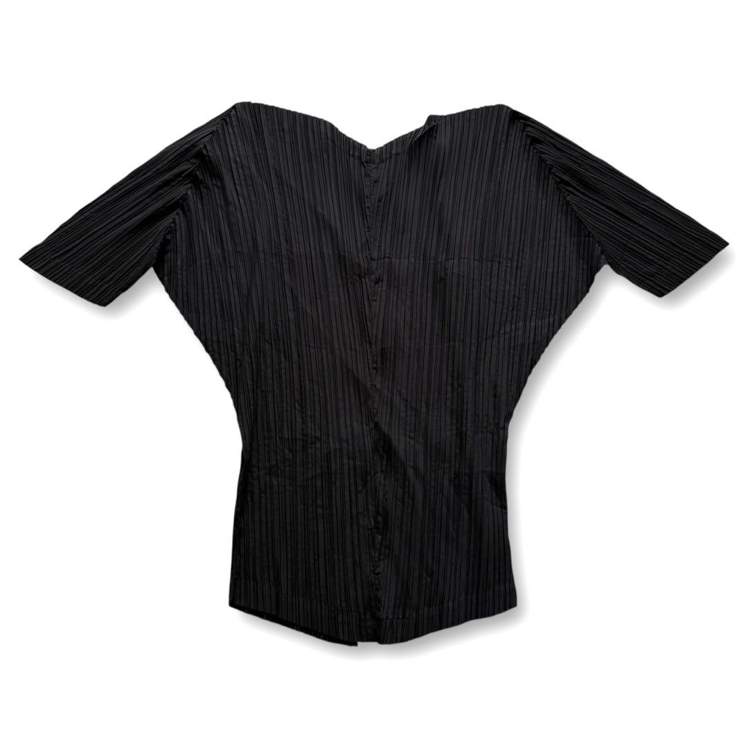 タグ付未使用★イッセイミヤケ 80s 筆タグ プリーツカーディガン イカ 黒 M