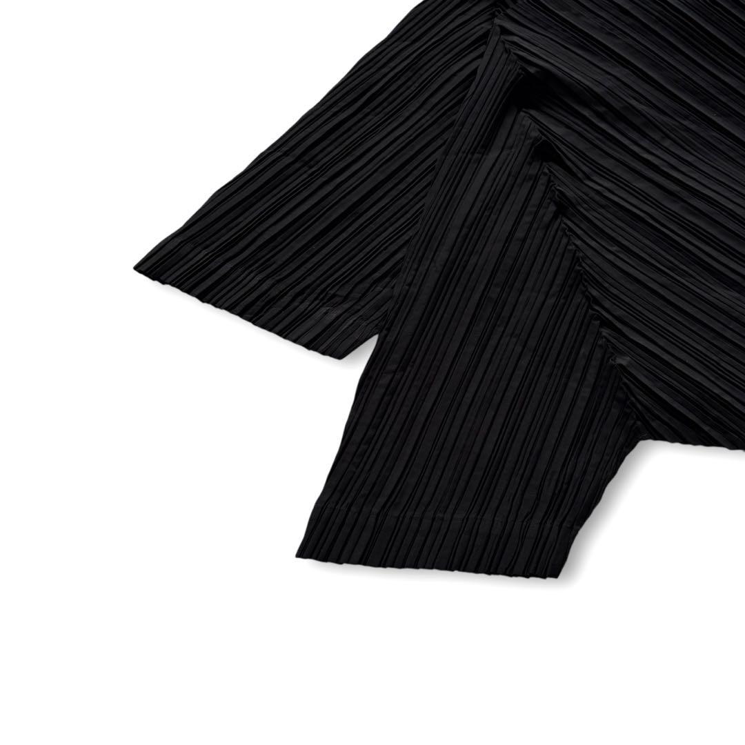 タグ付未使用★イッセイミヤケ 80s 筆タグ プリーツカーディガン イカ 黒 M