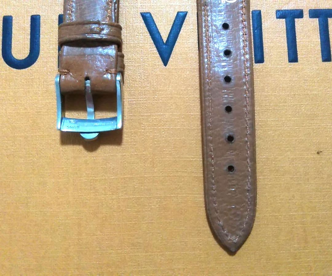 未使用 OMEGA純正　オメガ レザーベルト　やや濃いブラウン 17mm