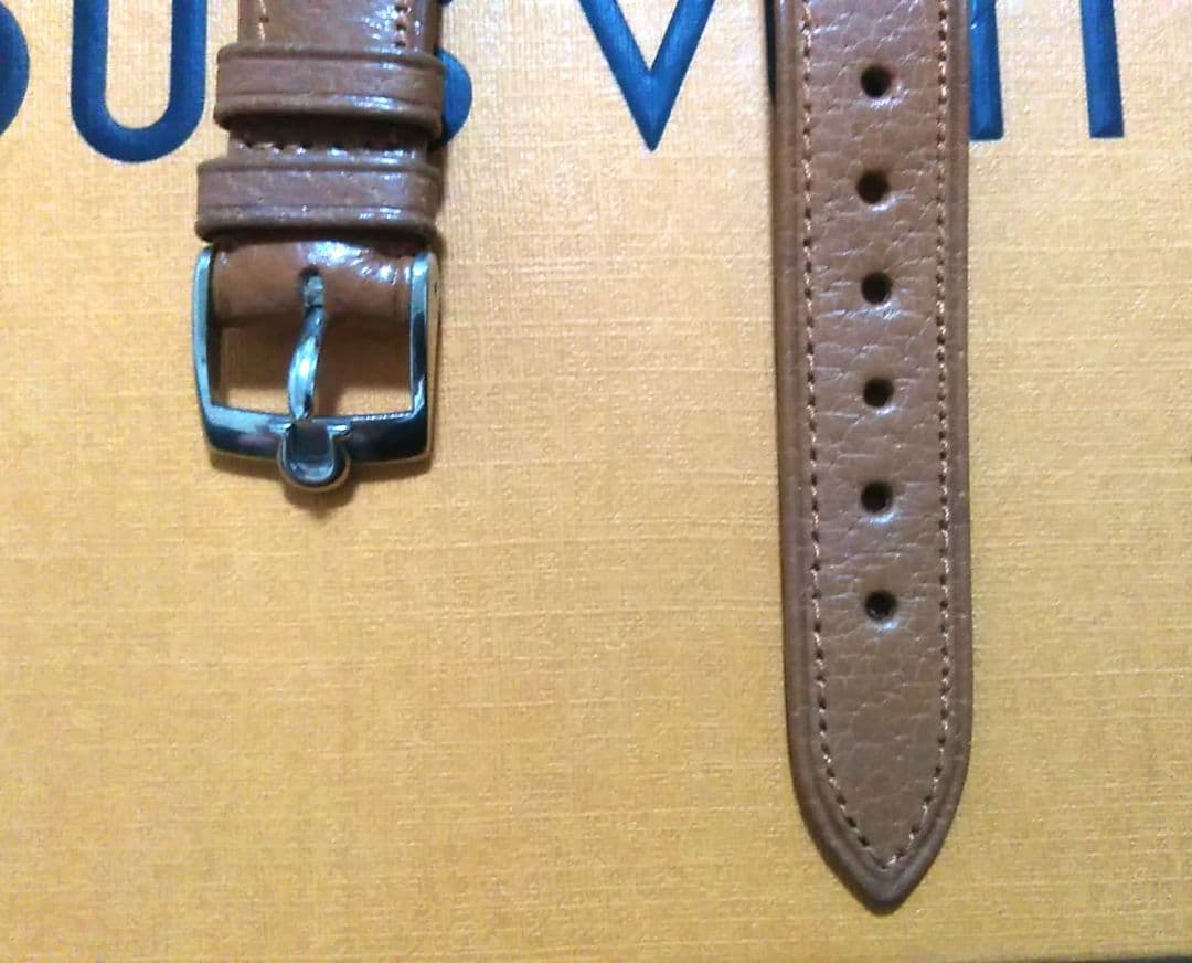 未使用 OMEGA純正　オメガ レザーベルト　やや濃いブラウン 17mm