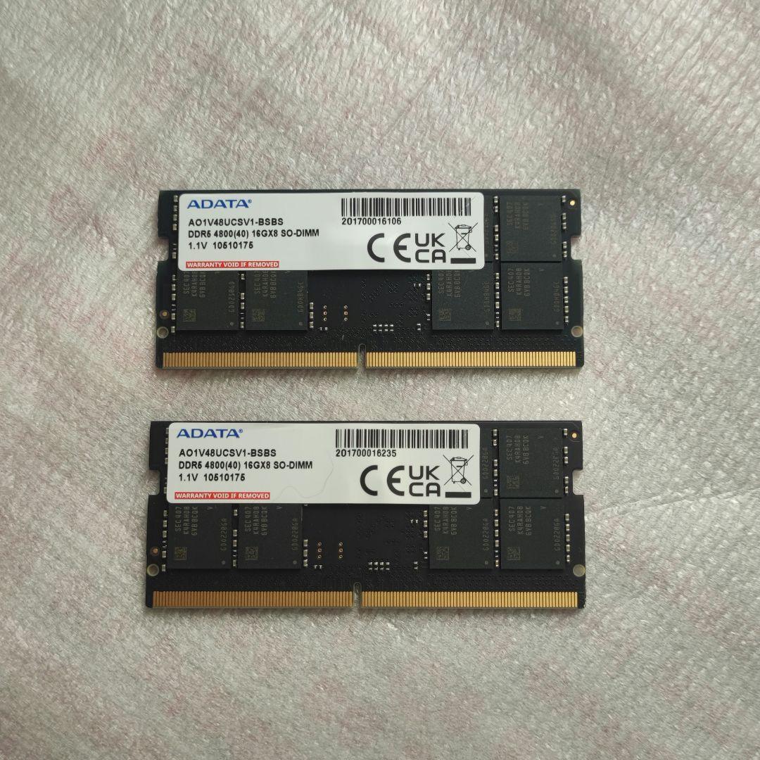 ADATA 32GB(16GBx2) DDR5-4800 SO-DIMM メモリ