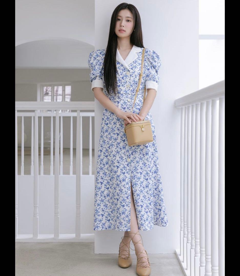 スナイデル　マルチプリントパフスリーブワンピース