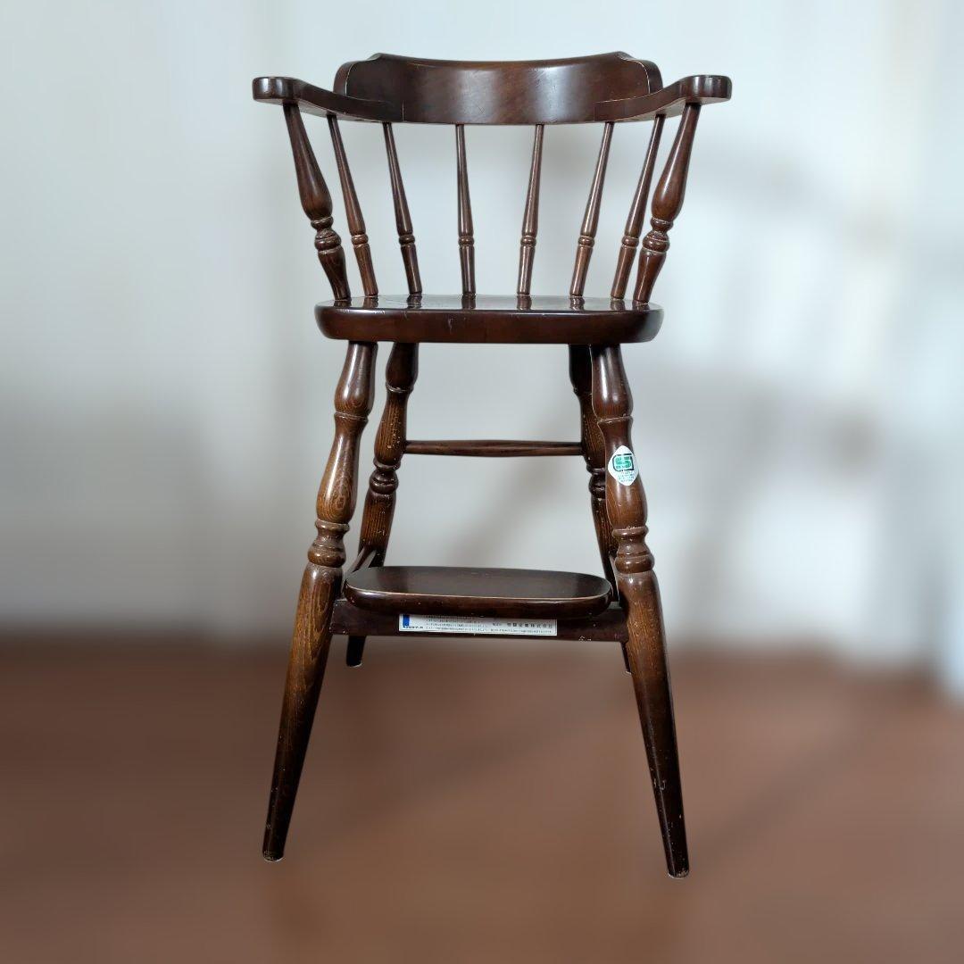 飛騨産業株式会社　木製ハイチェア ダークブラウン