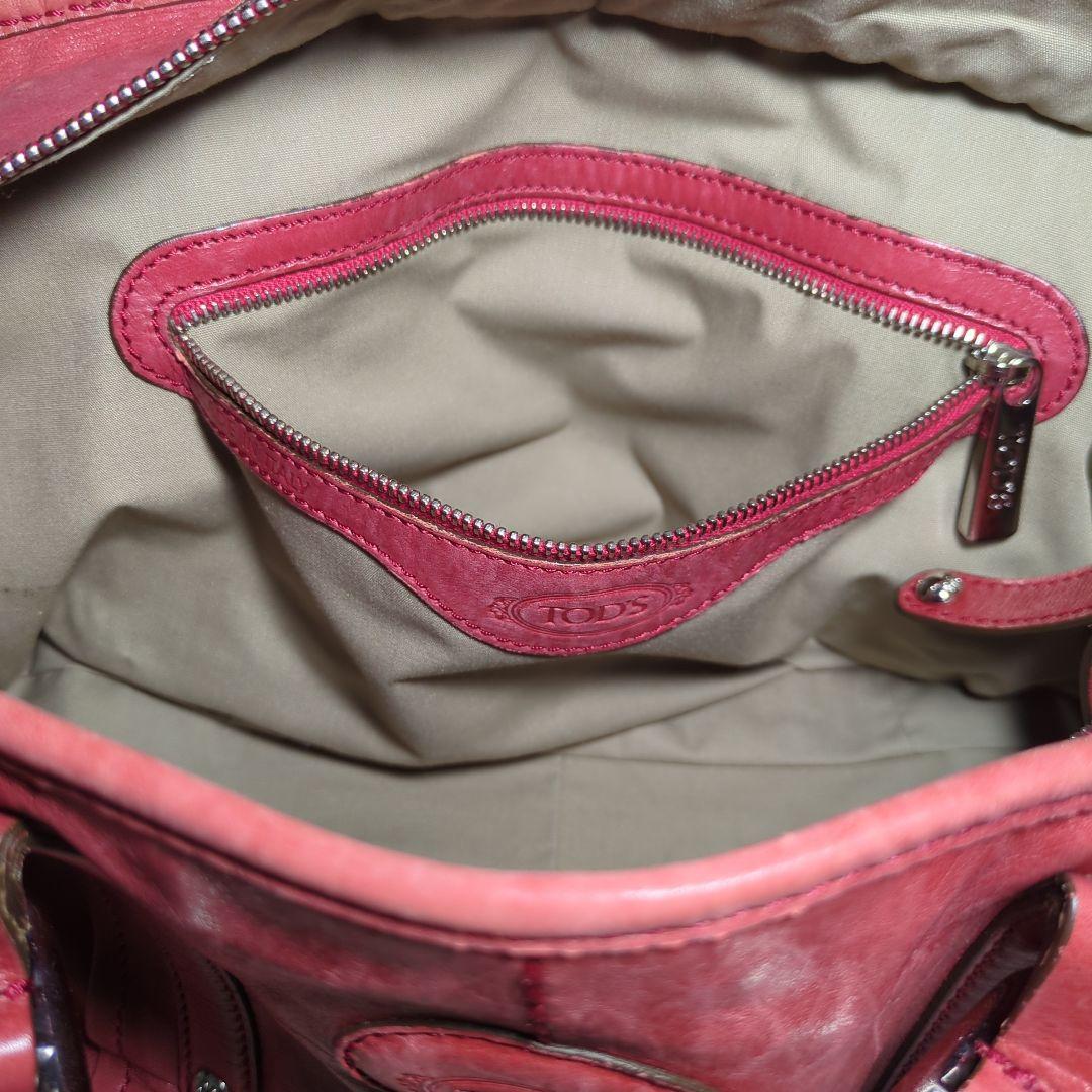TOD's　トッズ　ピンク　バッグ　ハンドバッグ　ショルダーバッグ　本革　レザー