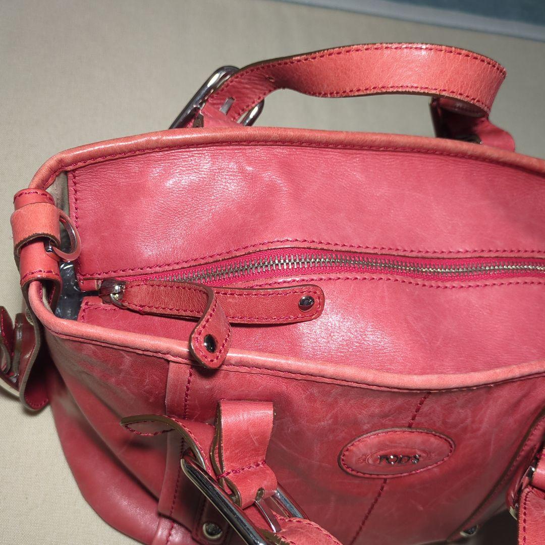 TOD's　トッズ　ピンク　バッグ　ハンドバッグ　ショルダーバッグ　本革　レザー