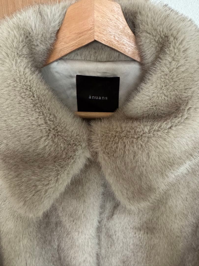 anauans ステンカラーショートファーコート