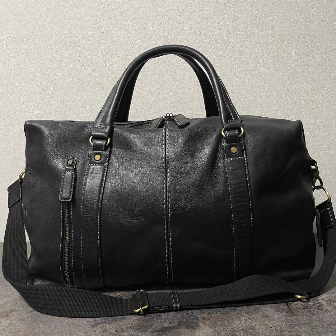 美品 土屋鞄 Plota 2way グランドボストンバッグ ショルダー 大容量黒