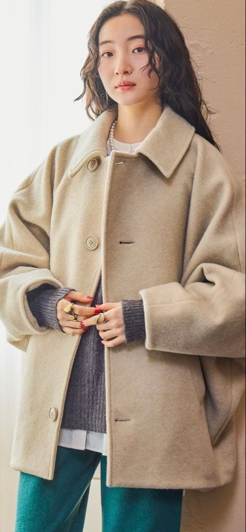 ラスト一品！niko and … ライトモッサドルマンジャケットコート ベージュ