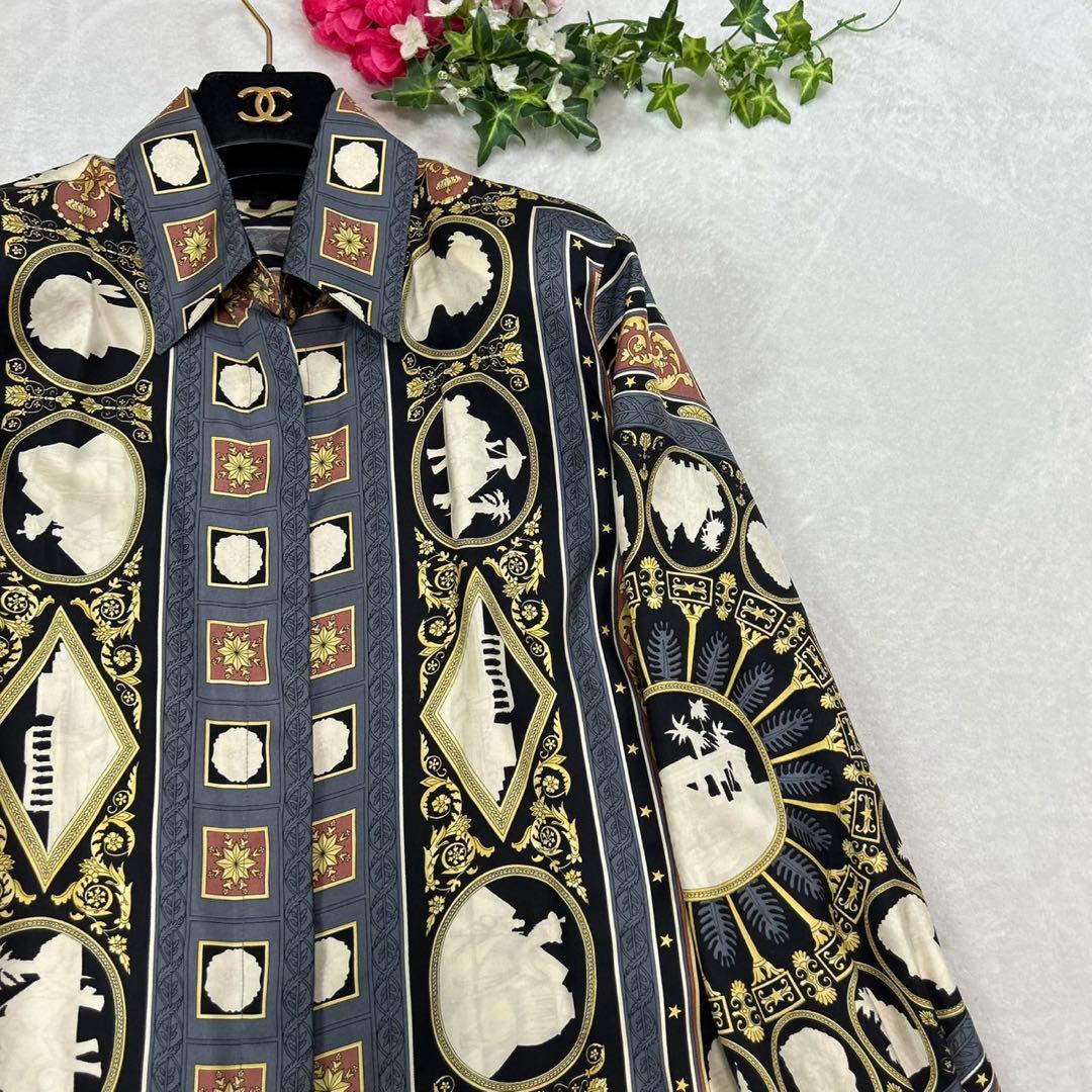 J917 美品 M エトロ シルク100% シャツ マルチカラー レディース