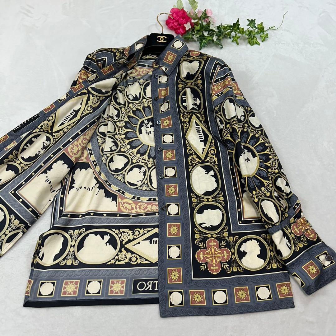 J917 美品 M エトロ シルク100% シャツ マルチカラー レディース