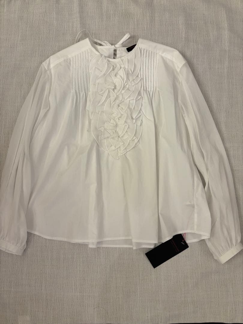 トゥモローランドコレクション ホワイトコンビネーション ラッフルブラウス 新品