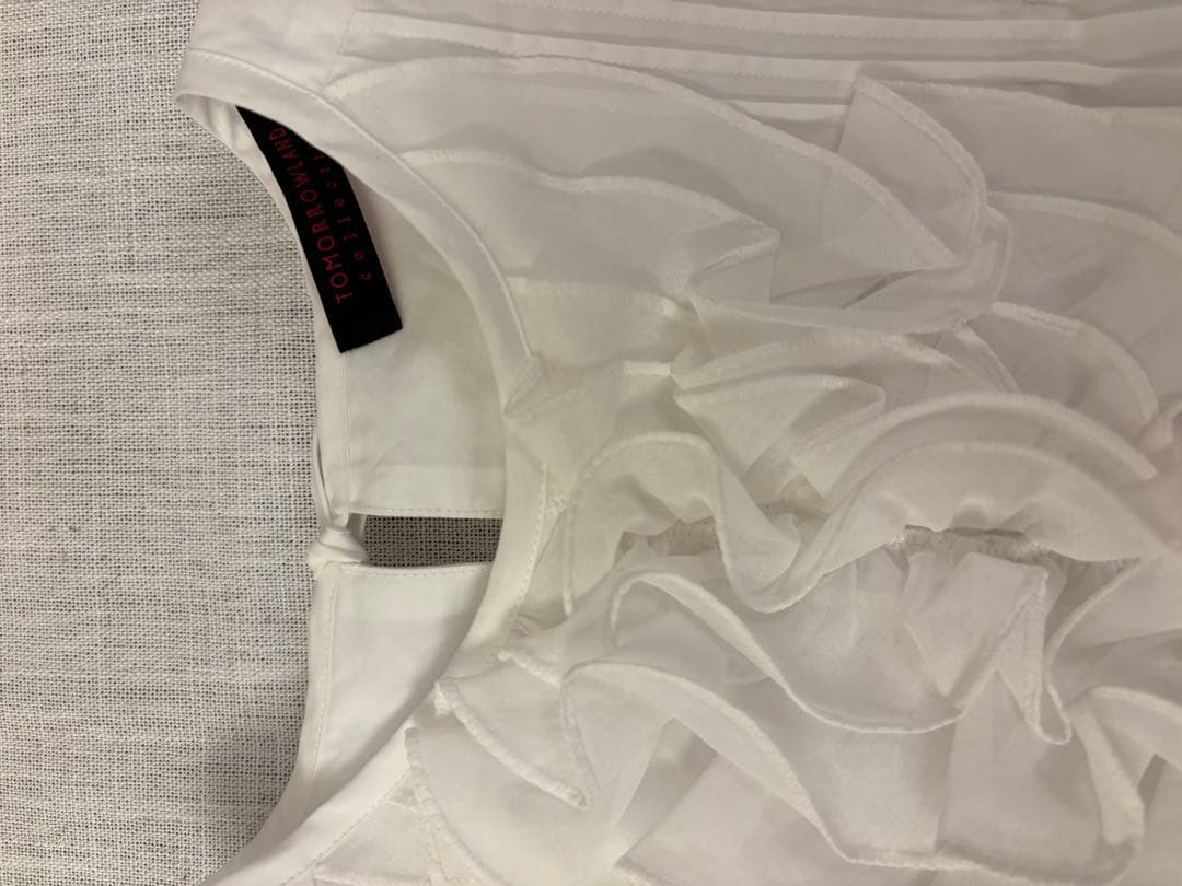 トゥモローランドコレクション ホワイトコンビネーション ラッフルブラウス 新品