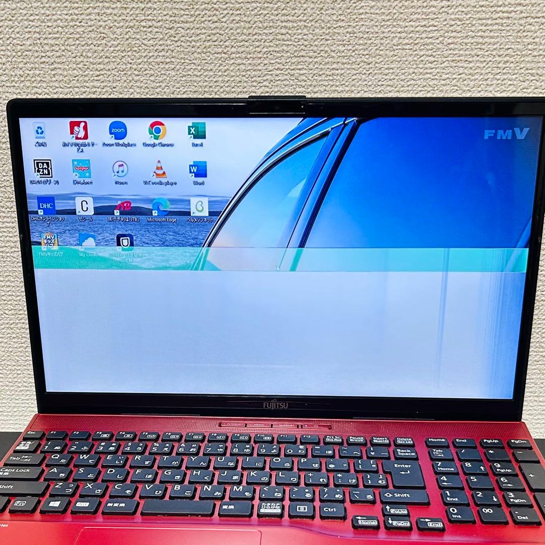 富士通 SSD快適ノートパソコン Windows11+Office レッド