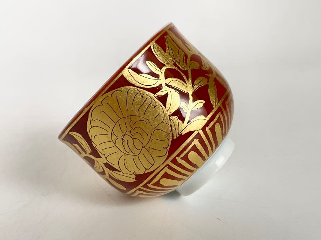 陶芸家　小野珀子　金襴手　ぐい呑　酒器　酒盃　共箱　九谷焼　猪口