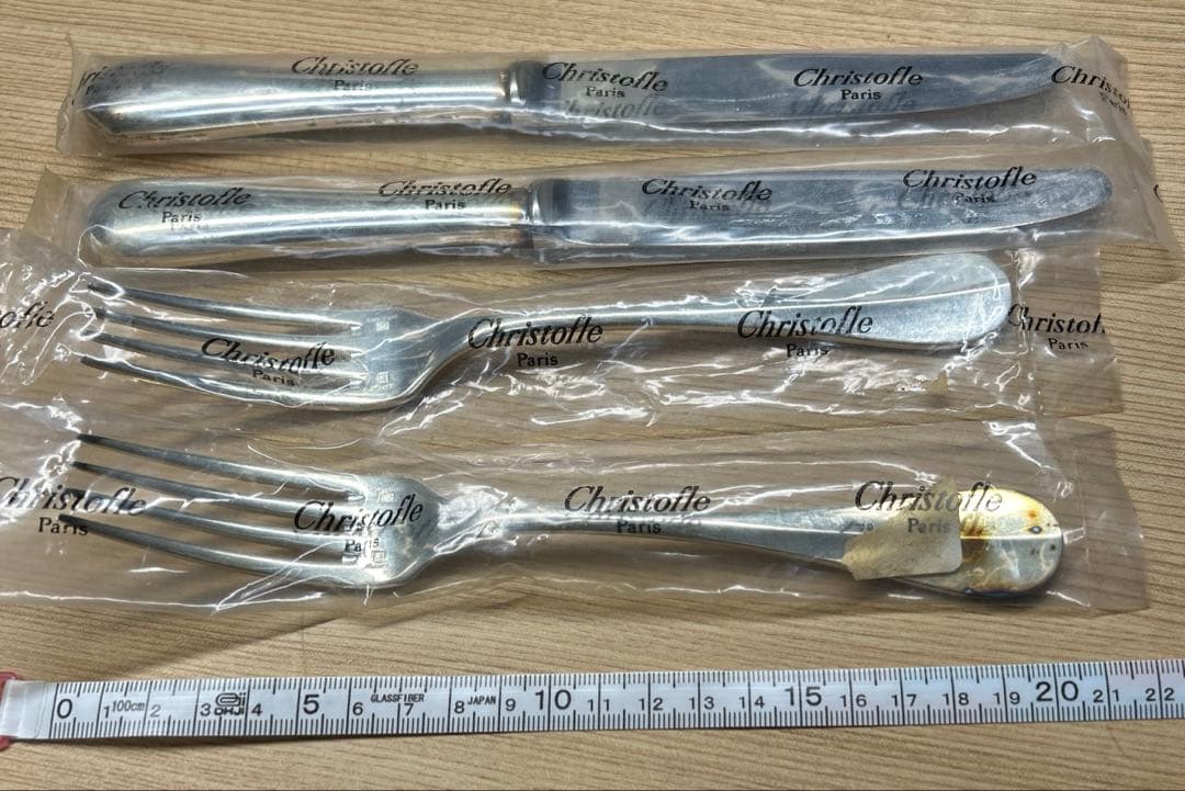 未使用品☆ クリストフル　シルバー　テーブルナイフ　フォーク　ペア　2組