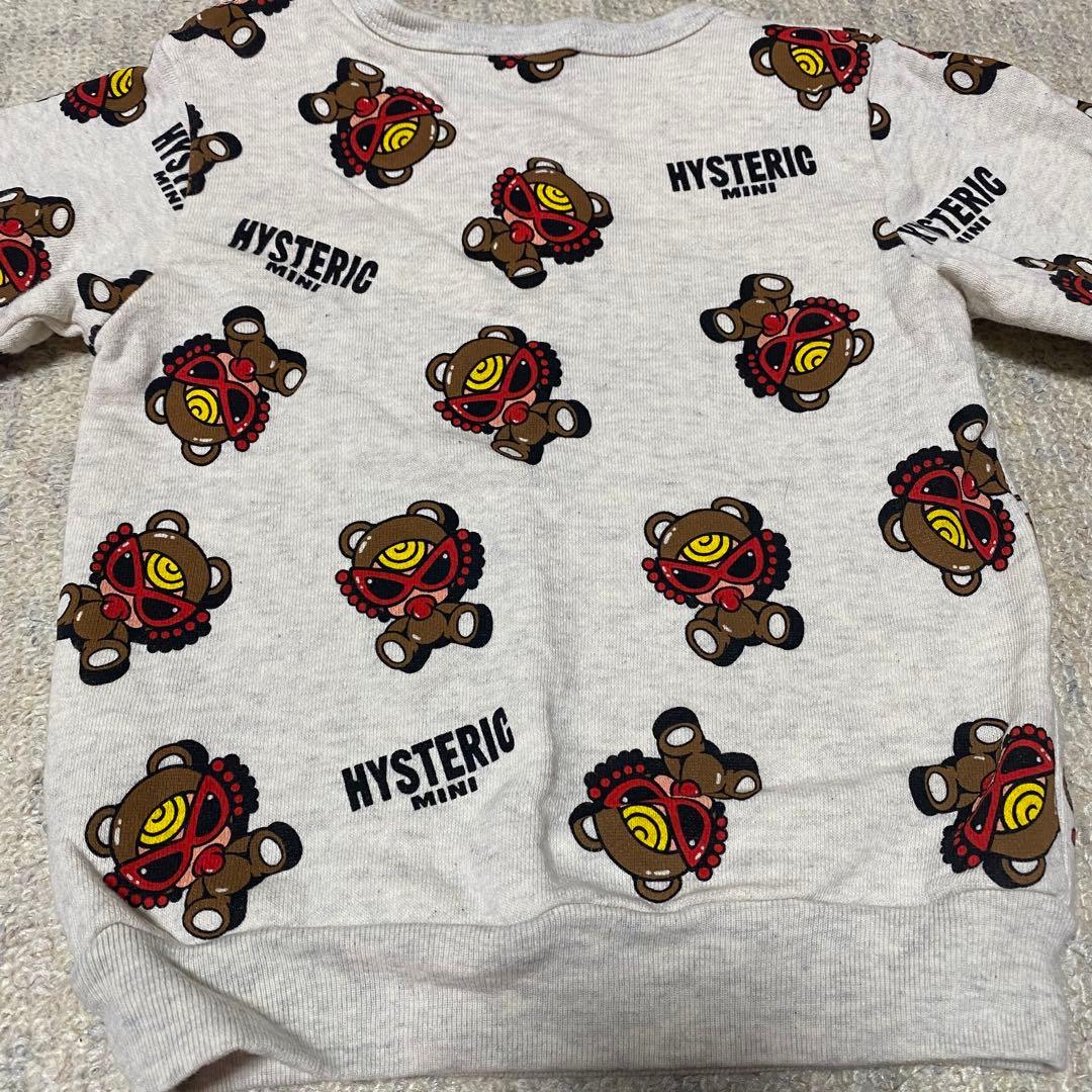 【7日まで】ヒスミニ ブラウン テディ 総柄トレーナー 90cm オートミール