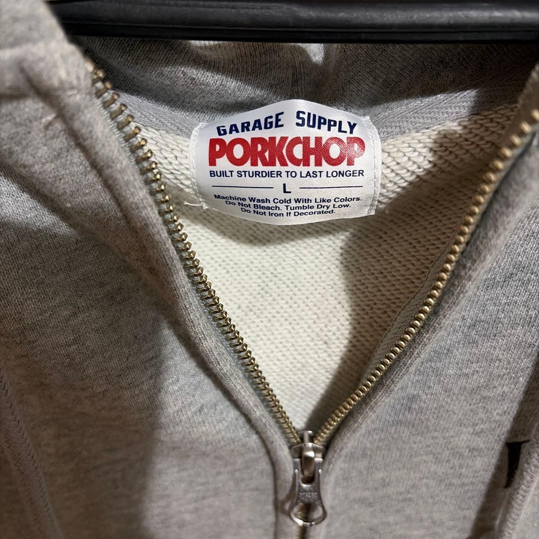 PORKCHOP グレー ジップアップフーディ