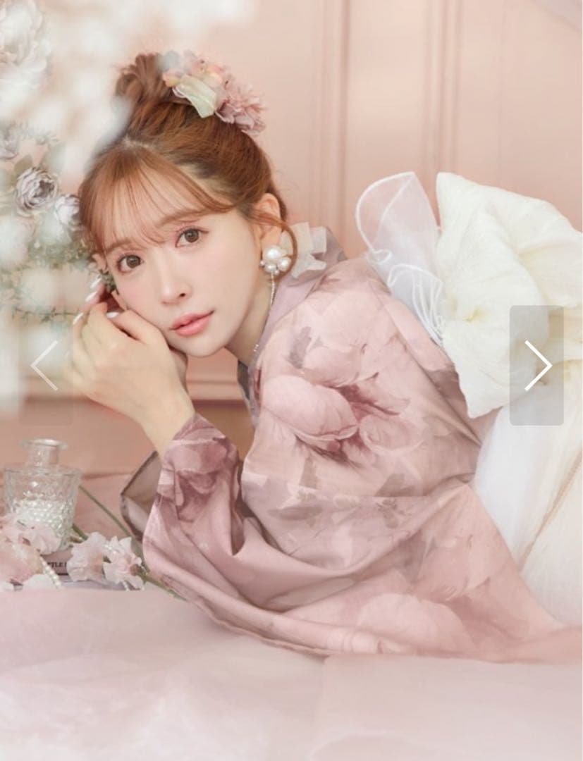 アンティークフラワーピンク浴衣【浴衣3点セット 浴衣/带/下駄】