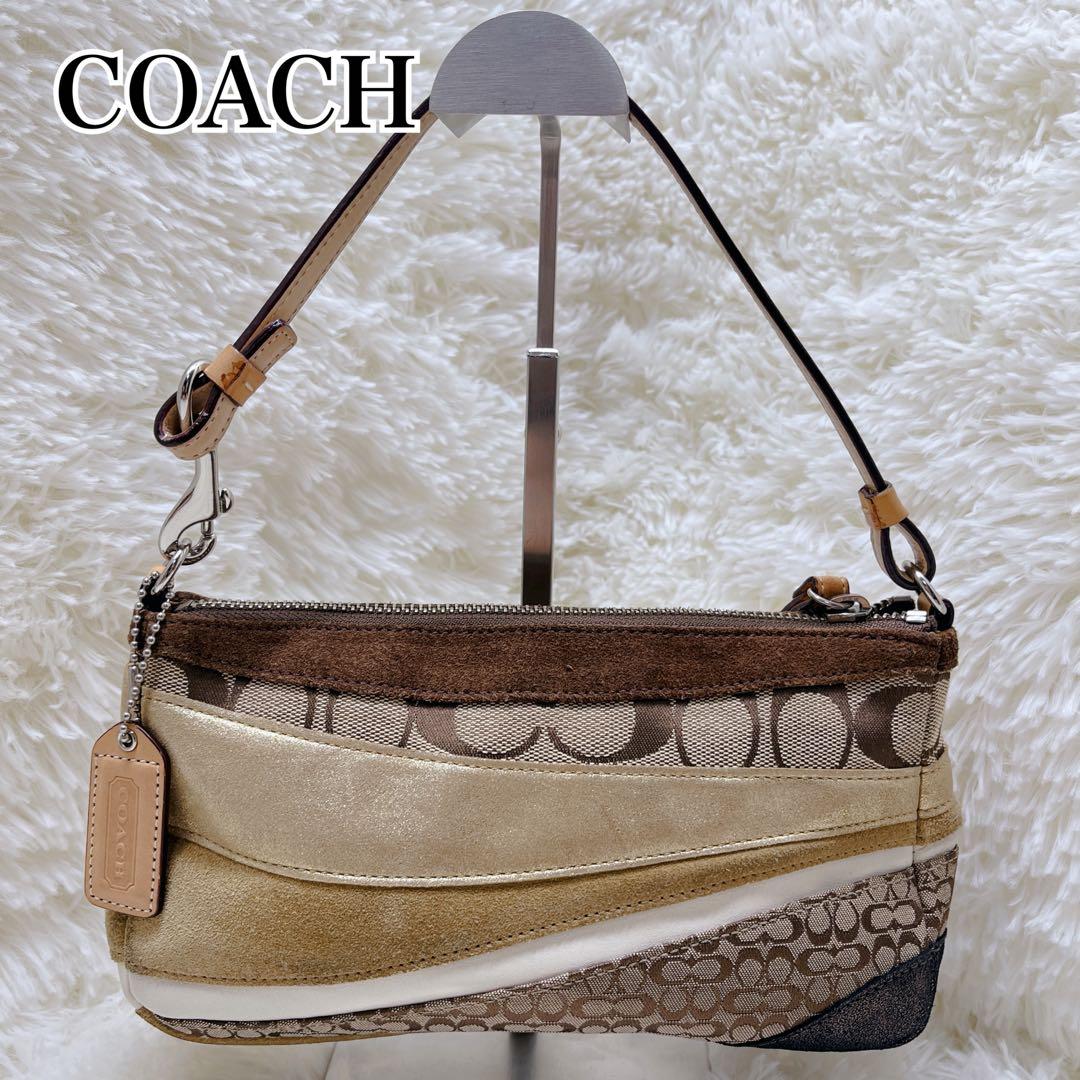 希少 COACH コーチ ミニ アクセサリーポーチ シグネチャー パッチワーク
