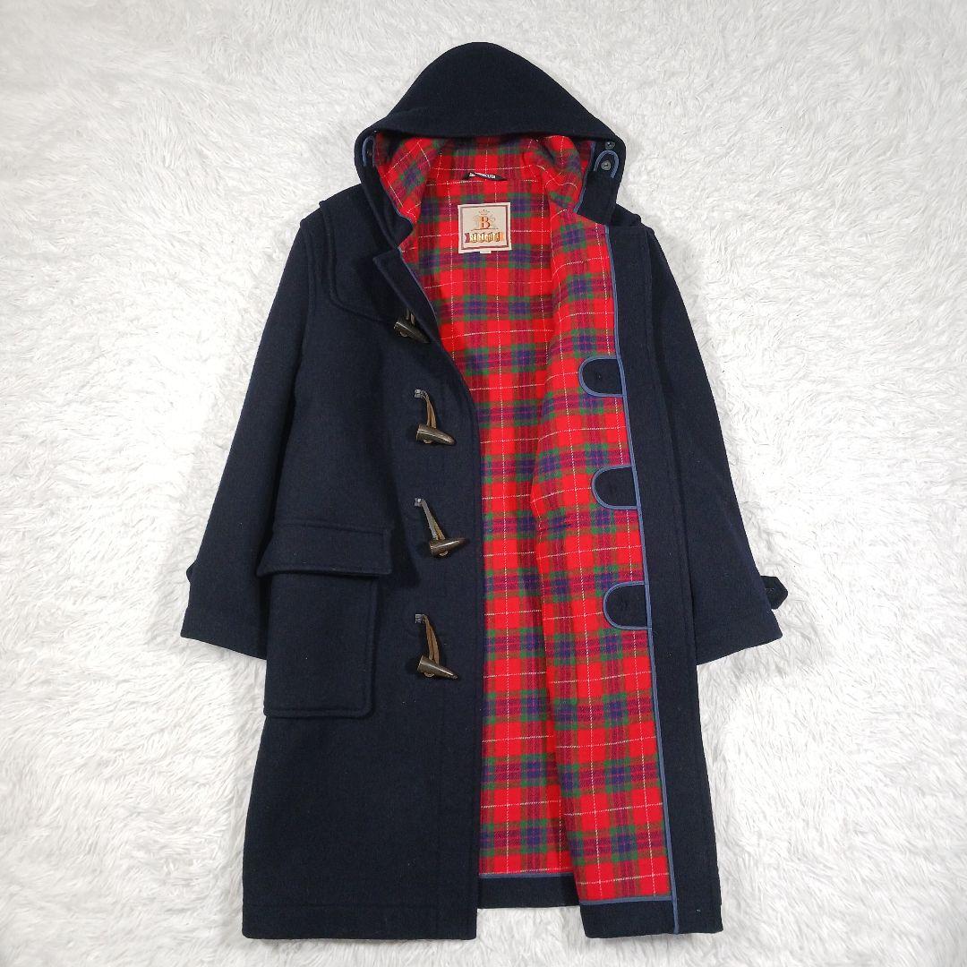 ✨美品✨バラクータ　ダッフルコート　水牛トルグ　チェック　ネイビー　38