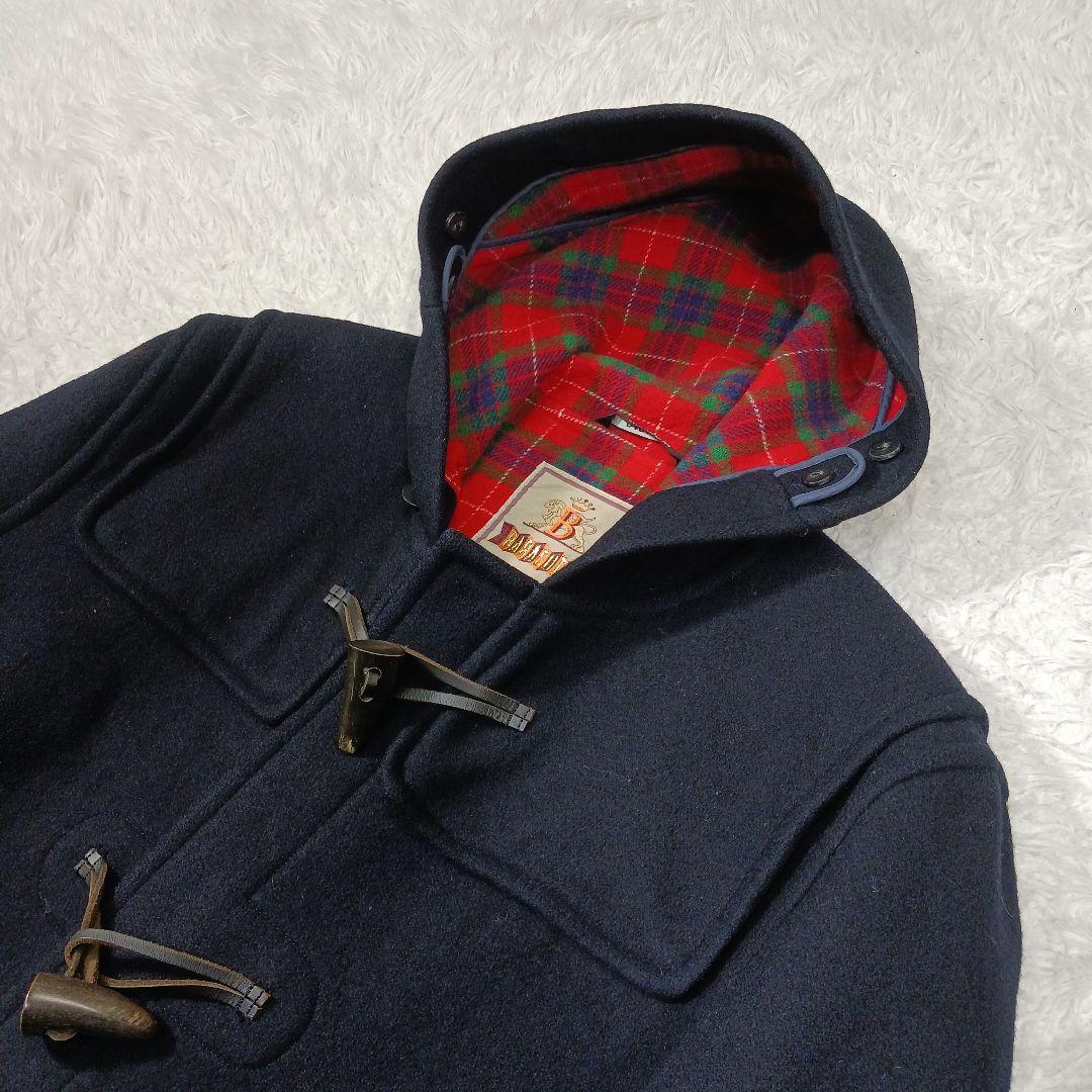 ✨美品✨バラクータ　ダッフルコート　水牛トルグ　チェック　ネイビー　38