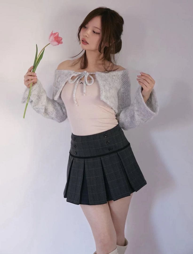 スカート ANDMARY Miu pleats skirt gray M