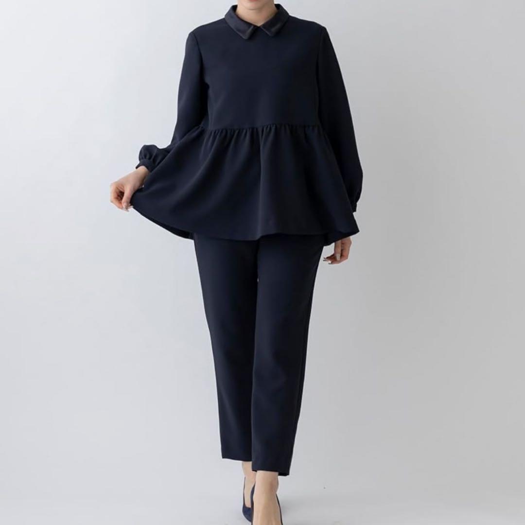 極美品　SONO ティアードフレアチュニックプルオーバー　ネイビー