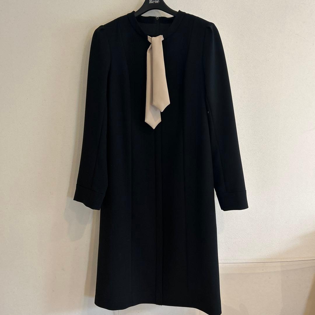 Rene 長袖　ボータイ　ワンピース　36