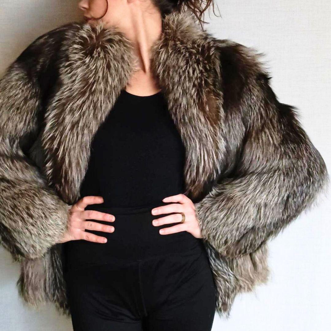 グレー系ファーコート ショート丈