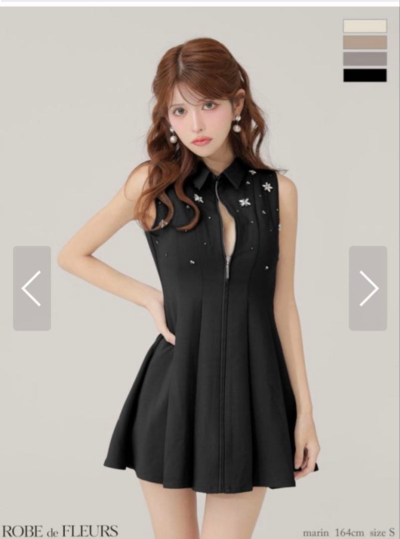 ROBEdeFLEURS/襟付きノースリーブフレアミニキャバドレス