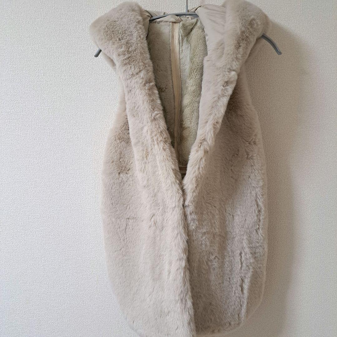 Vin　スコットクラブ　フーデット　ファー　ベスト　アイボリー　新品 ヤマダヤ