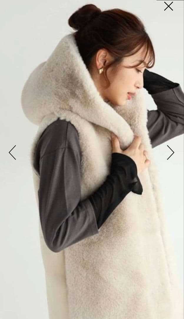 Vin　スコットクラブ　フーデット　ファー　ベスト　アイボリー　新品 ヤマダヤ