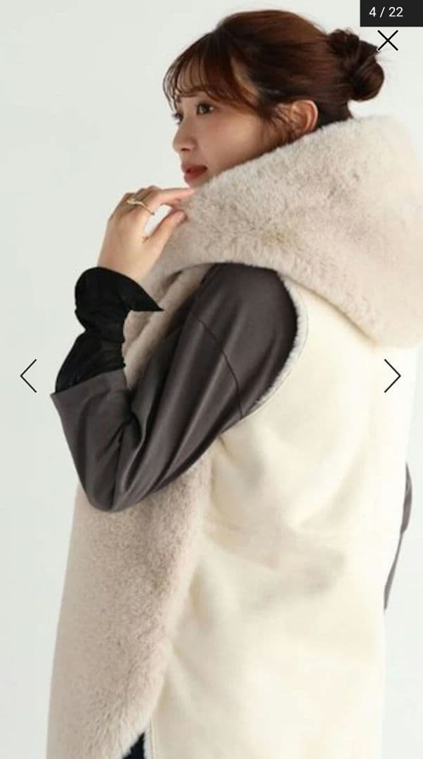 Vin　スコットクラブ　フーデット　ファー　ベスト　アイボリー　新品 ヤマダヤ