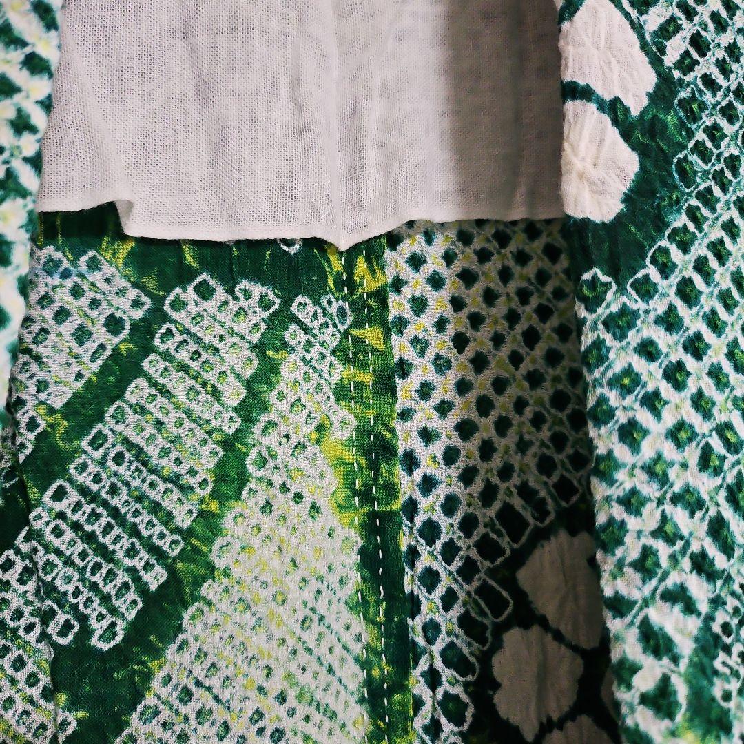 有松絞り 浴衣 緑 グリーン