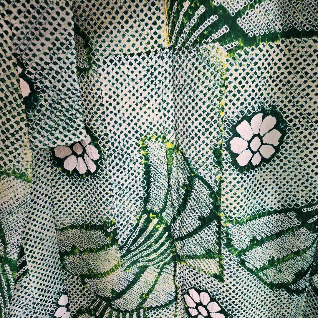 有松絞り 浴衣 緑 グリーン