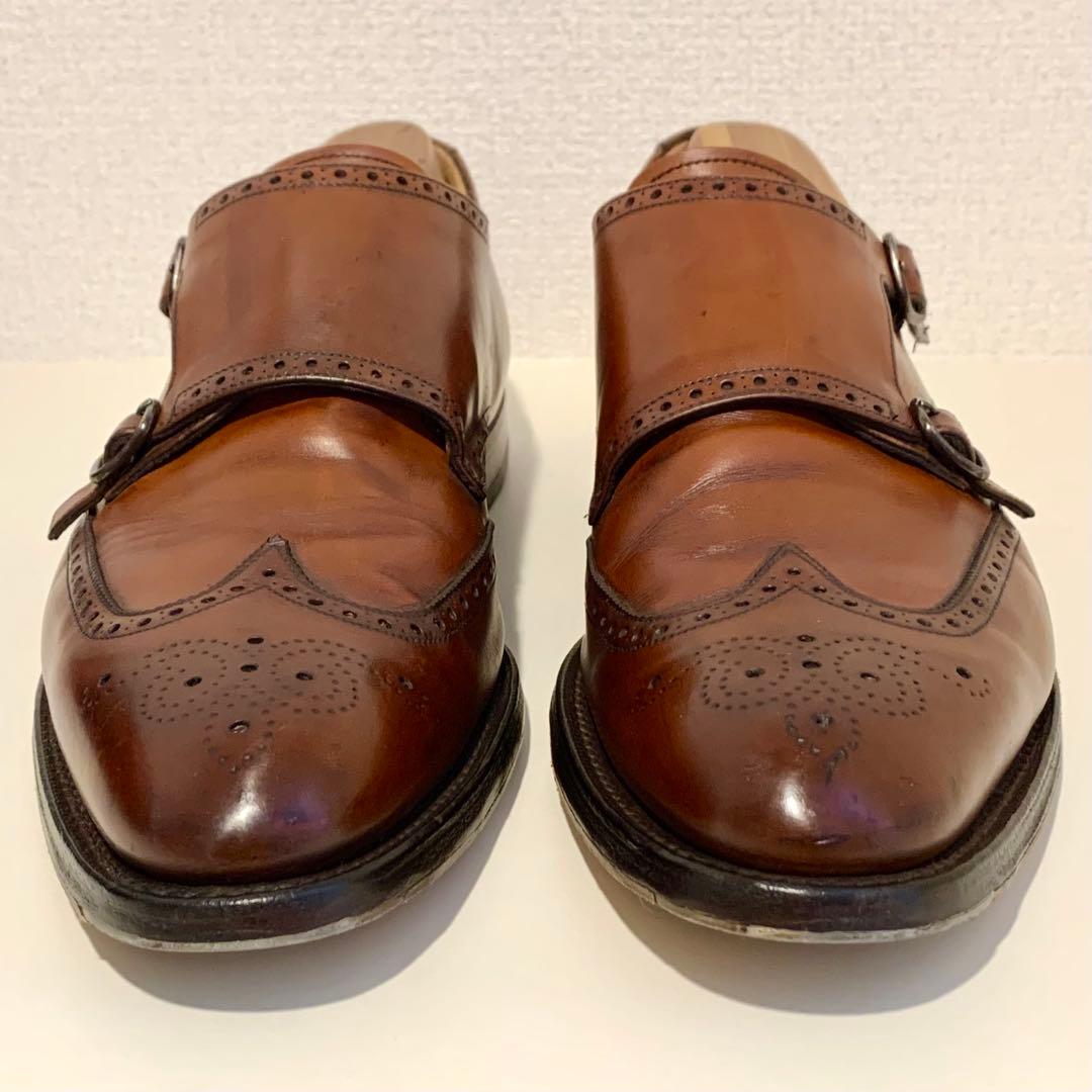 【週末即決特価】5都市 Church’s ダブルモンク ブローグ 茶 UK9
