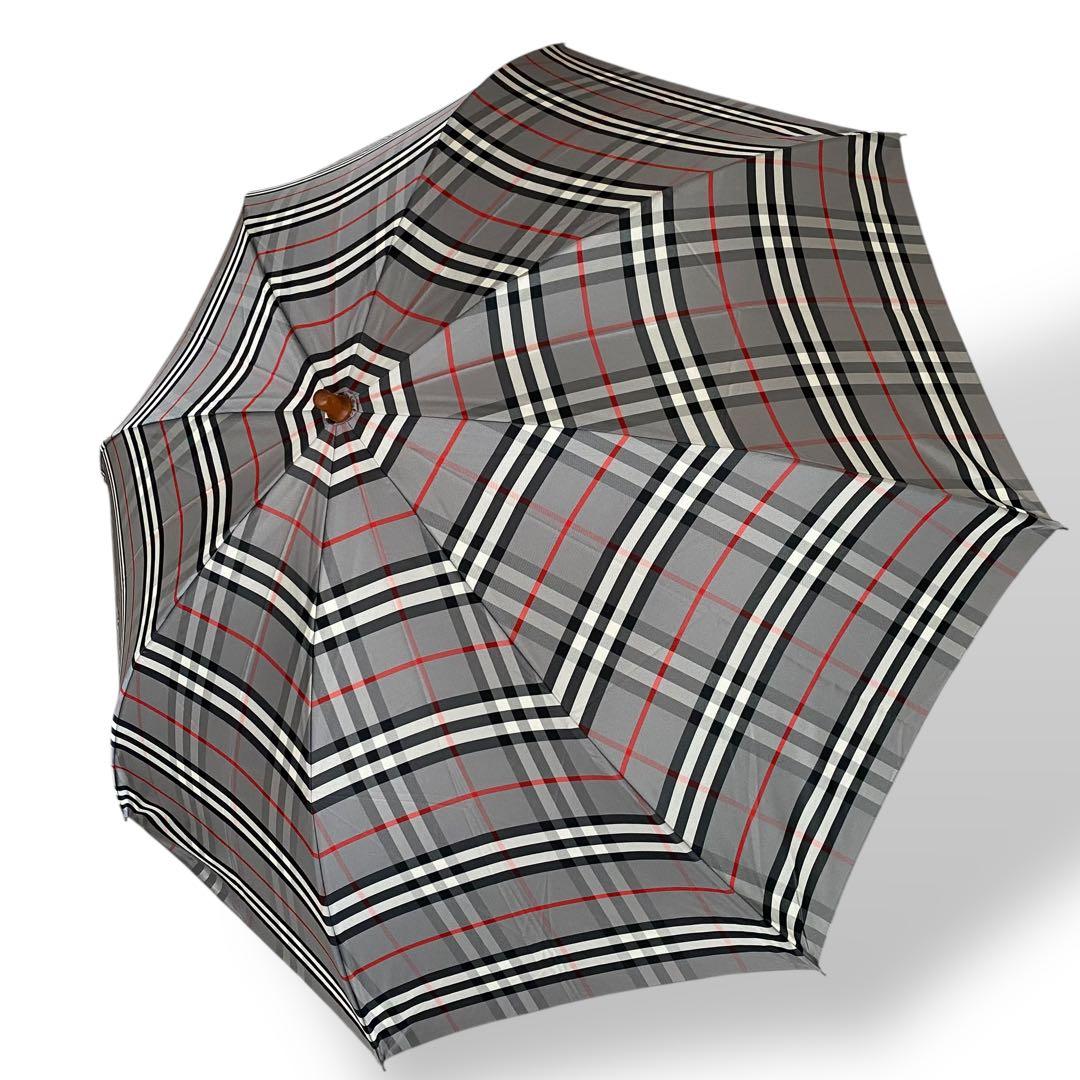 極美品　バーバリーズ　折りたたみ傘　ノバチェック　グレー