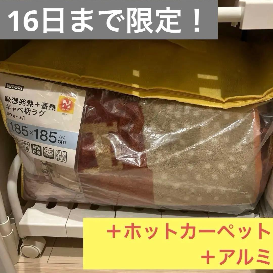 2日後削除※3点set◆電気カーペット2畳&保温アルミ＆吸湿発熱蓄熱ラグ　ニトリ