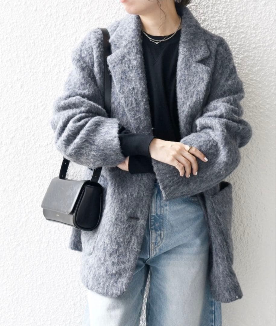 《shipsany》シャギーテーラードジャケット　ウールミックス